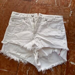 R13 | White Distressed Double Layer Cut Off Shorts Sz 26